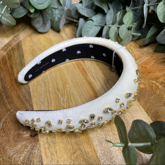 NWT Lele Sadoughi - Ivory Crystal Padded Headband - Picture 2 of 13